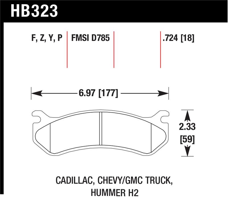 GMC Truck Brake Pad Set - Rear - Hawk Performance - Super Duty - 2006